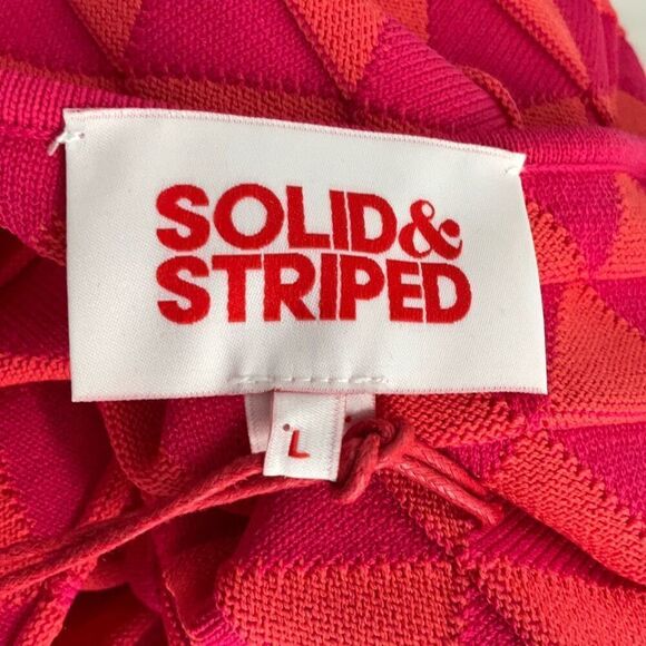 NWT Solid & Striped Berry Coral The Kianna Texture Geo Cutout Midi Dress Large - Picture 2 of 8